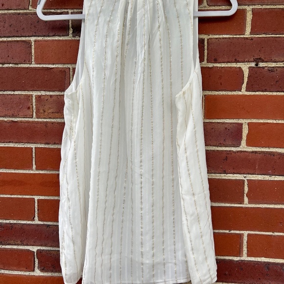 Sleeveless crepe Joie top, silver threads size S - Picture 4 of 6